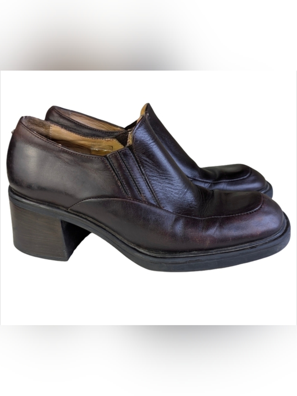 Vintage Brown Leather Heeled Loafers | Pegabo Made in Italy | EU 36 US 5.5–6